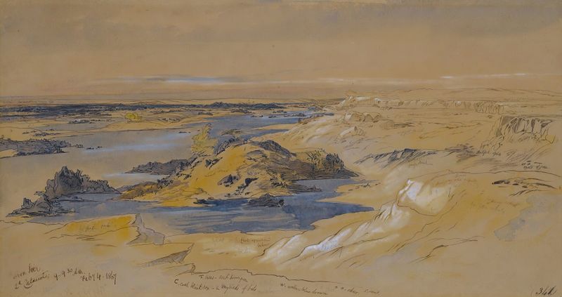 O Nilo em Abou Seir de Edward Lear, pintura a óleo