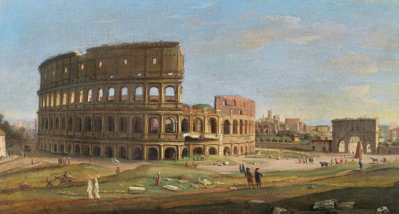 Colosseum by Gaspar Van Wittel, oil on canvas showing ancient architecture