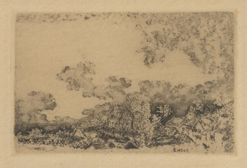 Paisaje tormentoso con nubes oscuras de James Ensor, pintura al óleo