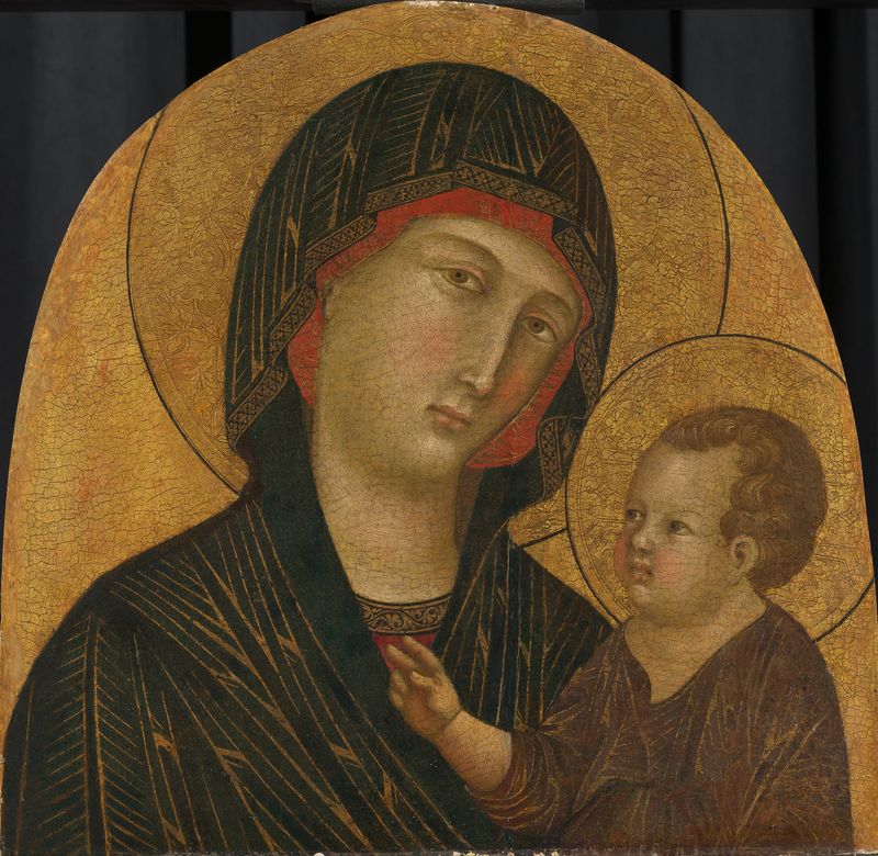Virgen y Niño, temple sobre panel de Meester van Badia a Isola