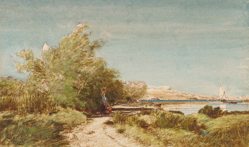 Paisagem com arquitetura e luz de Félix Ziem, pintura a óleo