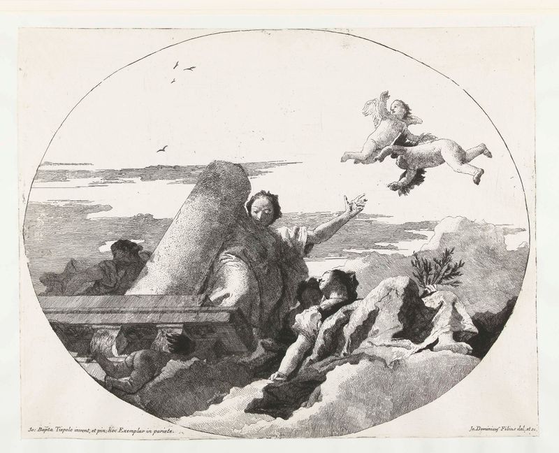 Allegorie met Kracht en Vrede, grabado de Giovanni Domenico Tiepolo