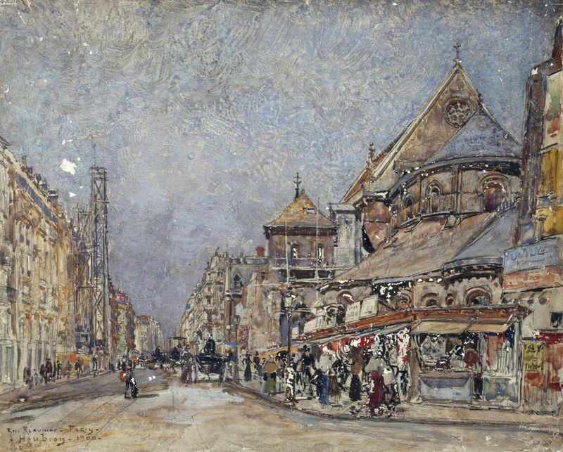 La rue Réaumur et le chevet de l’église Saint-Martin-des-Champs by Frédéric Houbron, impressionism