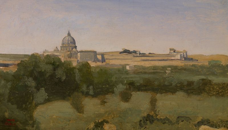 Vista de Roma desde Monte Pincio, óleo de Jean-Baptiste-Camille Corot