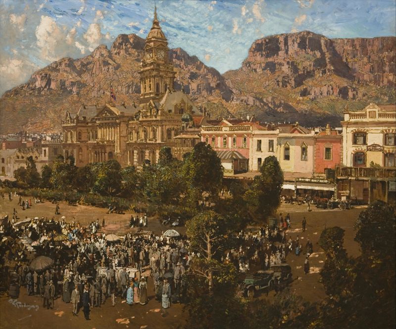 City Hall, Cape Town 1917 de Robert Gwelo Goodman, óleo sobre lienzo