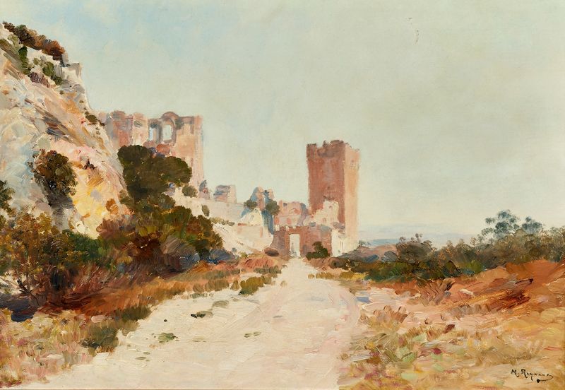 Fortifications by Marius Reynaud, Post-Impressionism, landscape with soft hues and earth tones