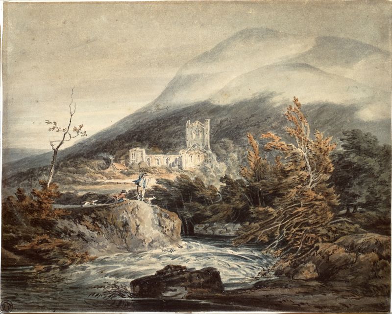 Paisagem de Llanthony Abbey por Joseph Mallord William Turner, óleo sobre tela