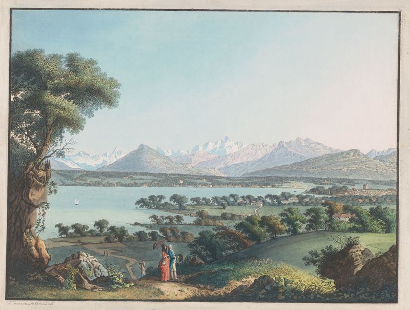 Vuë du Mont-Blanc et une partie de Genève, oil on canvas by Carl Ludwig Hackert