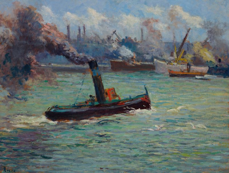 Escena marina con tonos crepusculares, óleo sobre lienzo de Maximilien Luce