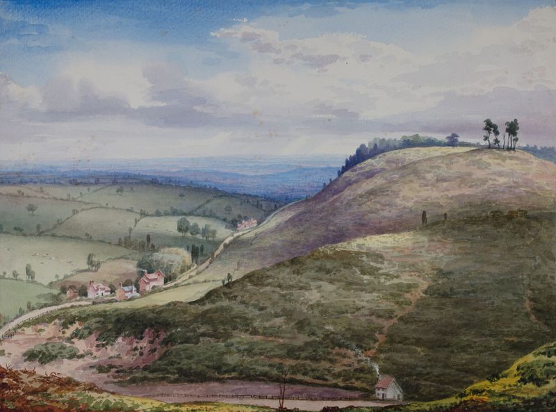 Landscape oil painting by Elijah Walton depicting a path through a gravel pit.