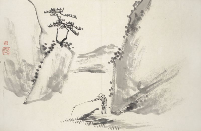 Figurative ink on paper work by Hine Taizan depicting ethereal silhouettes.