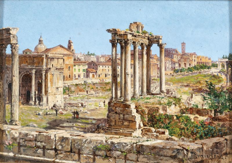 Escena histórica de ruinas antiguas de Antonietta Brandeis, pintura al óleo
