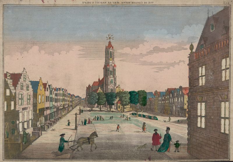 Genre scene depicting a market and church by Georg Balthasar Probst, unknown medium