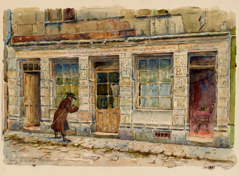 Architecture of an ancient house by Georges-Henri Manesse, oil on canvas