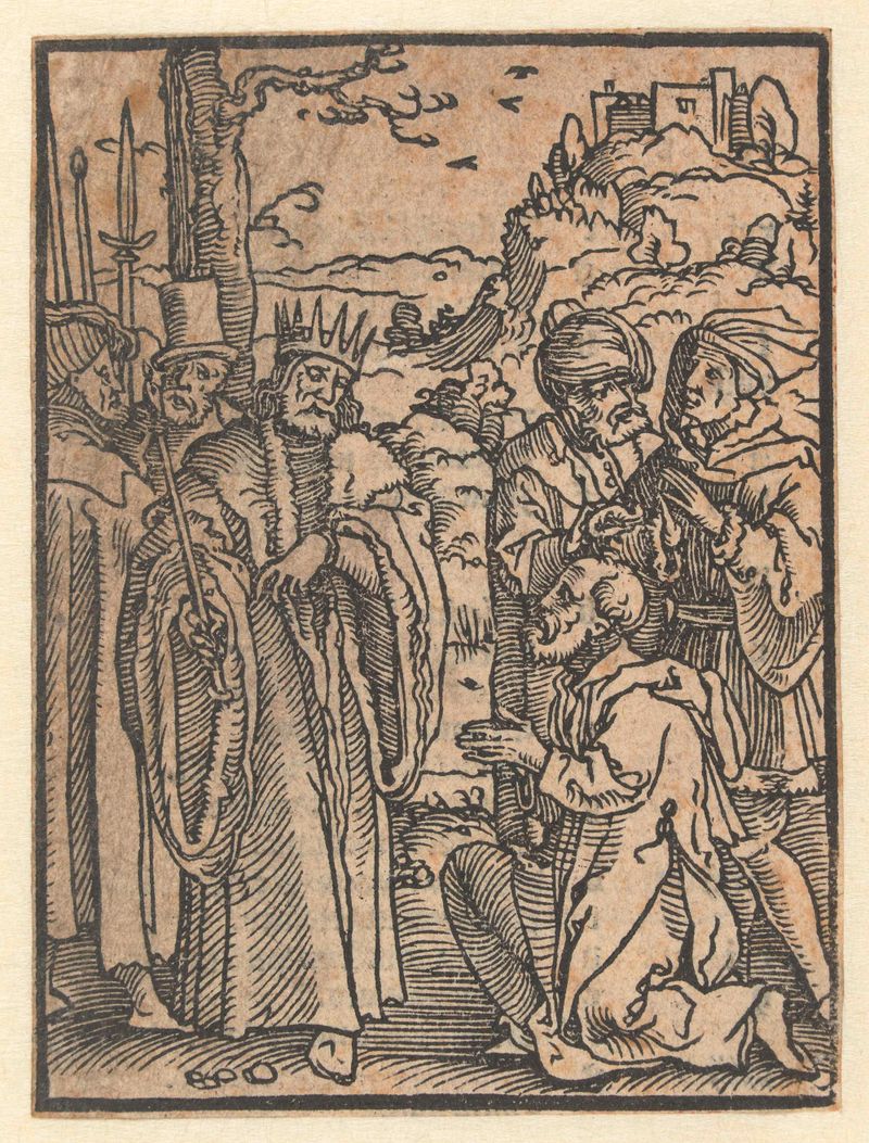 Historical scene of Cyrus in regal attire, paper by Jan Swart van Groningen