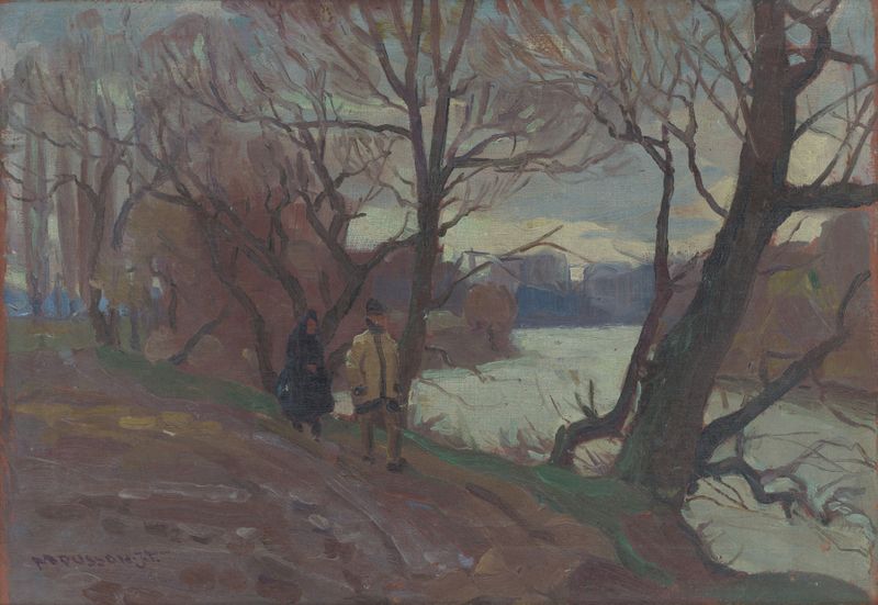 Paisagem de um rio perto de Michalovce por Jozef Teodor Mousson, impressionismo