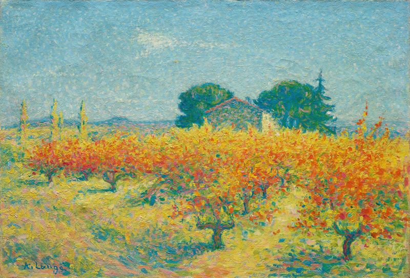 Landscape with vibrant colors by Achille Laugé, oil painting