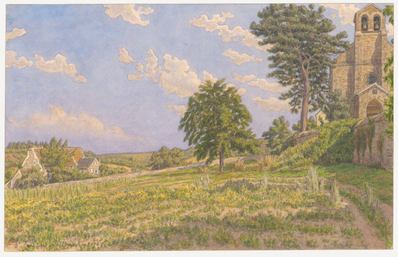 Saint-Lambert-des-Bois de Henri Rivière, retratando uma paisagem florestal exuberante em um meio desconhecido.