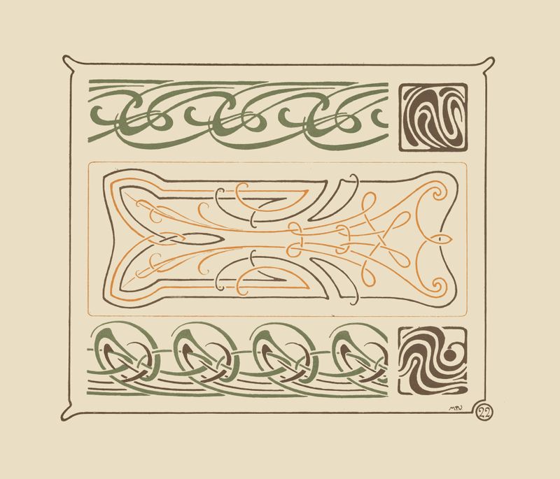 Design abstrato com formas curvilíneas de Maurice Pillard Verneuil, meio desconhecido.