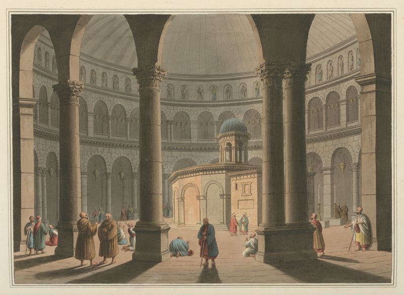 Church of the Holy Sepulchre by Luigi Mayer, architecture in golden light.