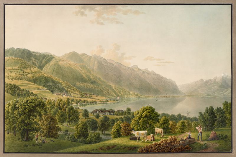 Vue de Clarens et de l’extrémité orientale du lac de Genève, oil on canvas by Gabriel Lory the Younger