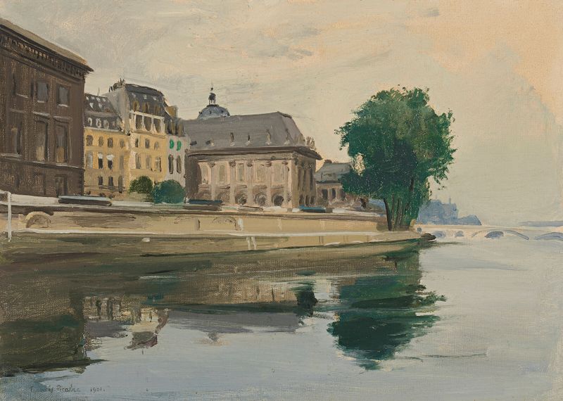 Landscape of the Seine and Institut de France, oil painting by Francis Picabia