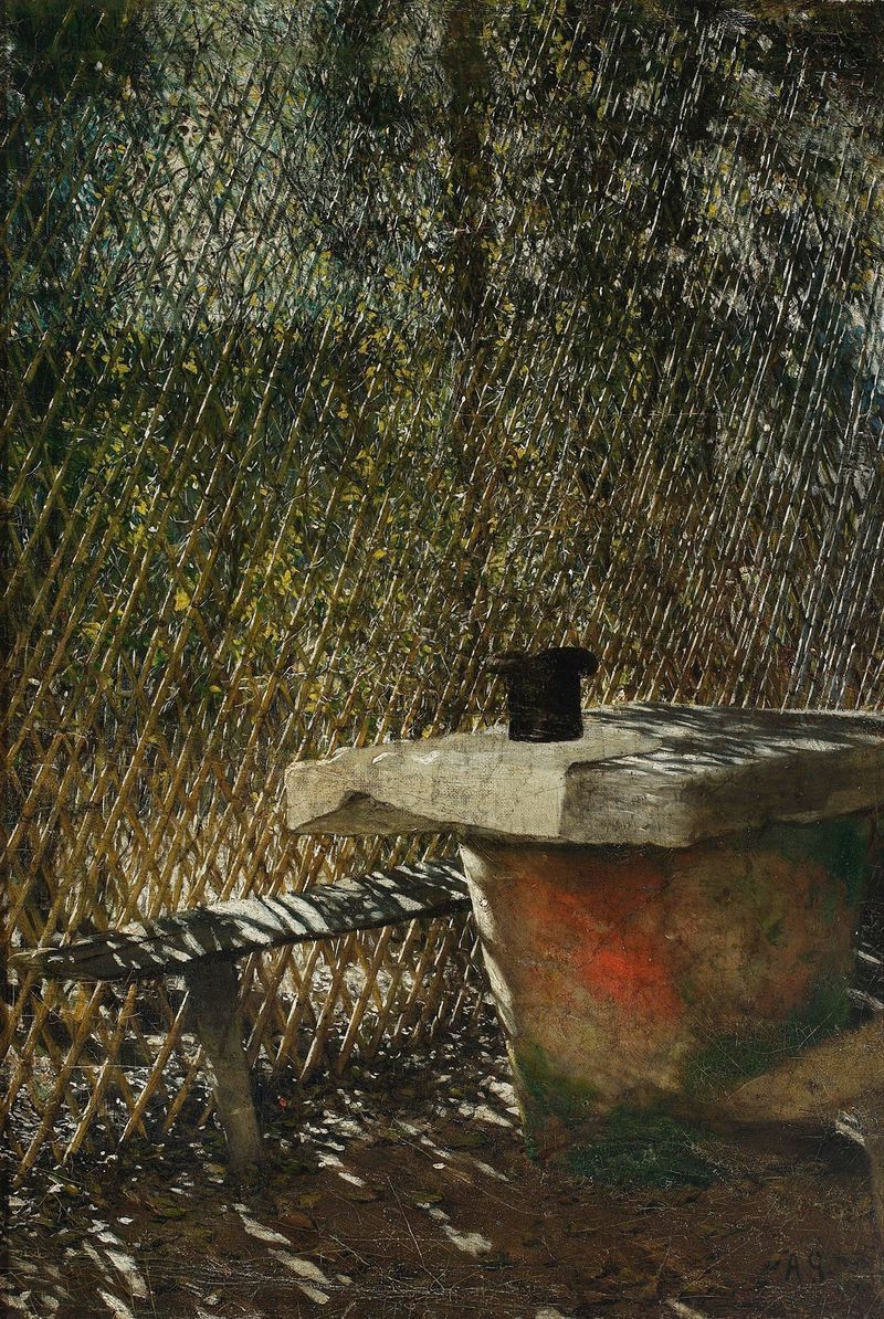 Retrato de um homem com cartola, óleo sobre tela de Aleksander Gierymski