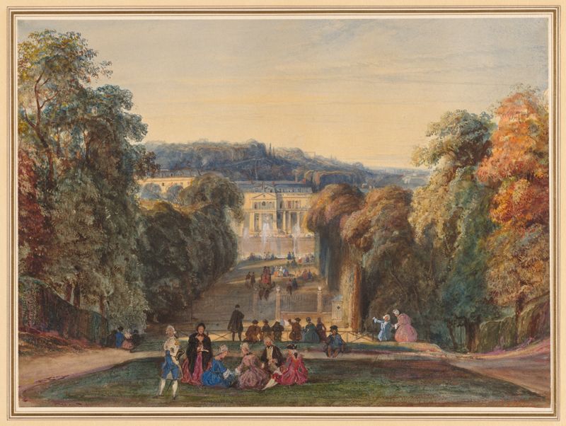 Landscape with figures and trees, oil painting by Constant Troyon