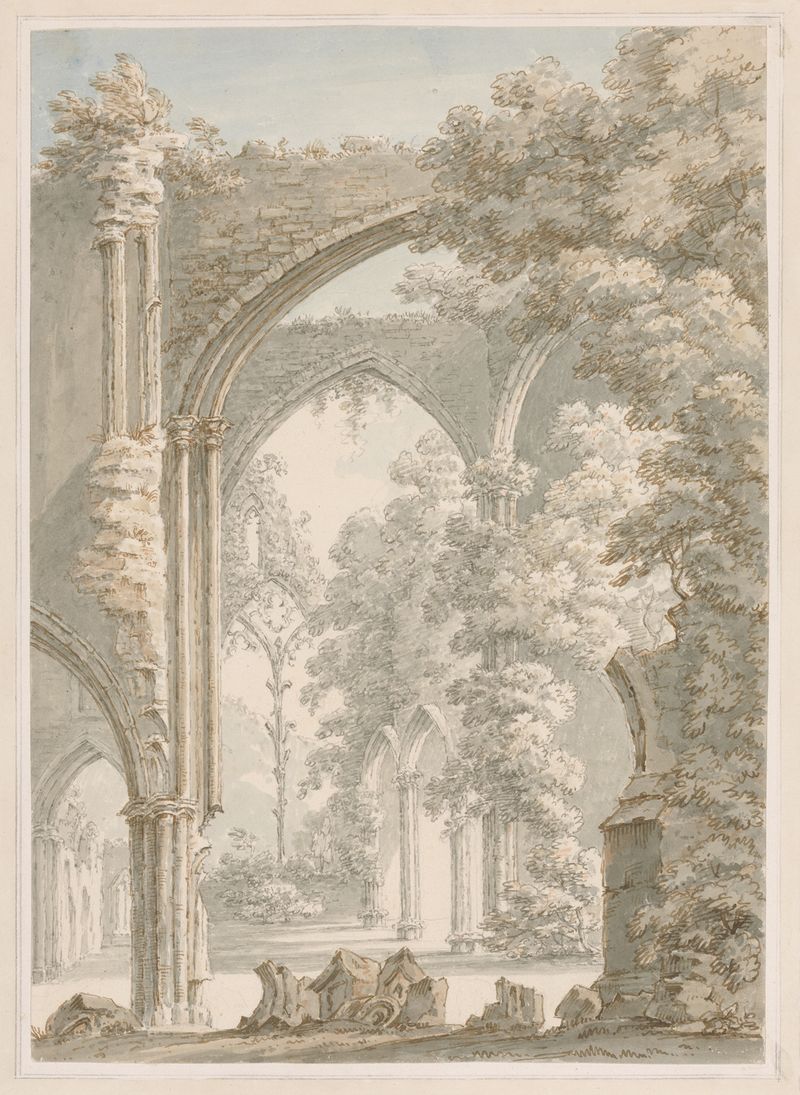 Interior view of Tintern Abbey by Thomas Sunderland, Gothic architecture