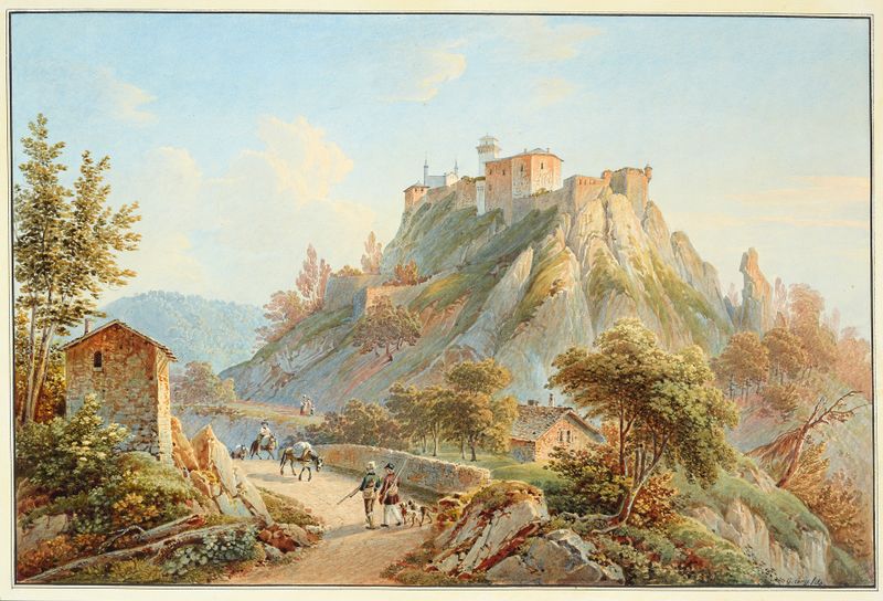 Arquitectura del Château de Bardi por Gabriel Lory el Joven, pintura al óleo