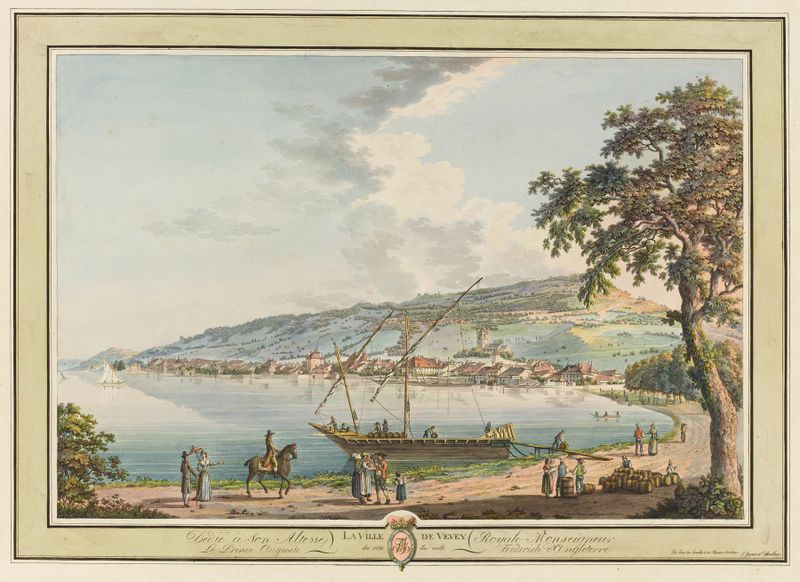 Landscape of La Ville de Vevey, oil on canvas by Pierre Samuel Louis Joyeux