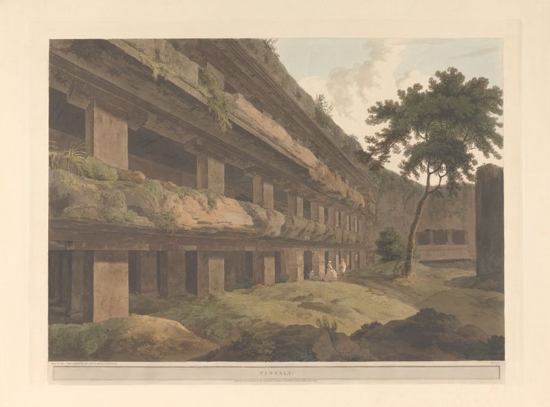 Oriental scenery Pl.44 de Thomas Daniell, retratando um rio tranquilo e colinas, meio desconhecido.