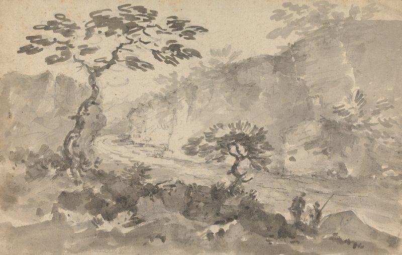 Landscape with Two Men, oil on canvas by William Gilpin