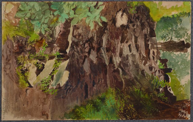 Motivo de paisagem de Rozdół de Jacek Malczewski, óleo sobre tela retratando colinas e árvores exuberantes.