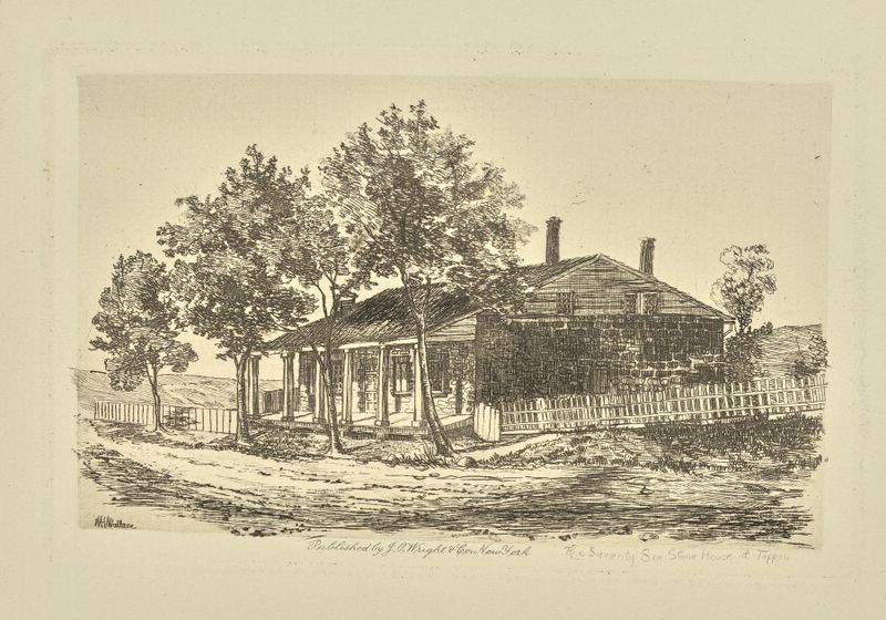 The Seventy Six Stone House at Tappan, pintura a óleo de William Henry Wallace