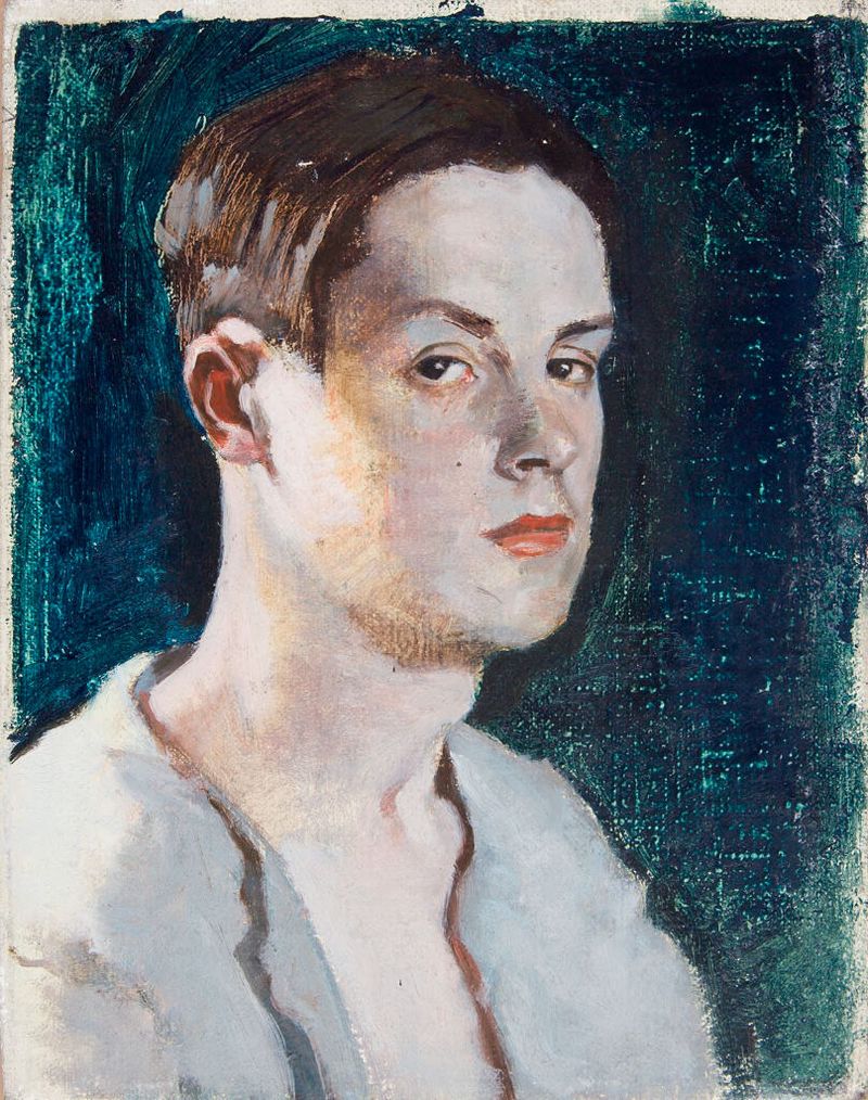 Retrato de un joven con camisa abierta, óleo sobre lienzo de Denman Waldo Ross