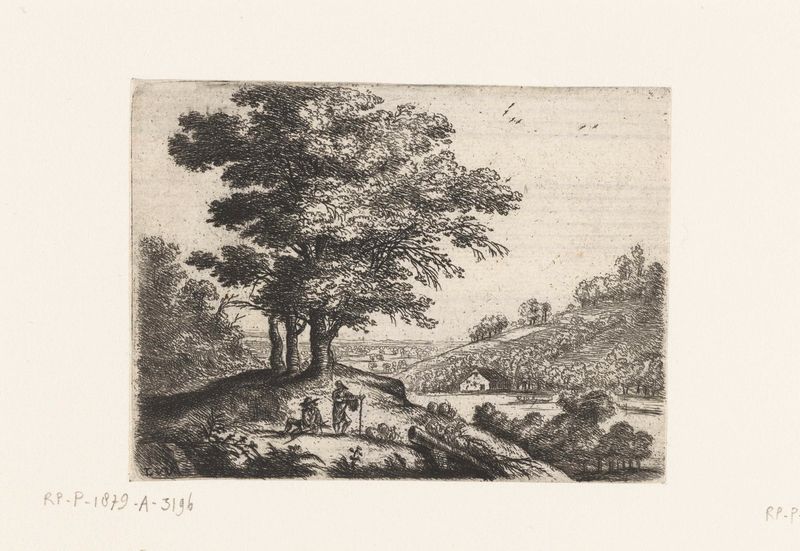 Landschap met een rivier by Lucas van Uden, etching of a tranquil river landscape.