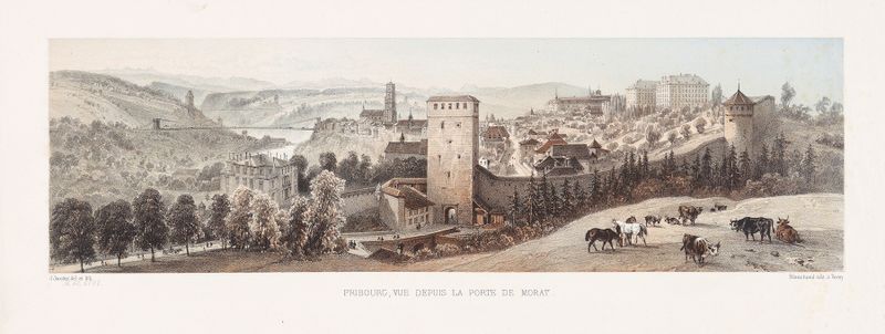 Landscape of Fribourg with soft pastels, oil on canvas by Jean Jacottet