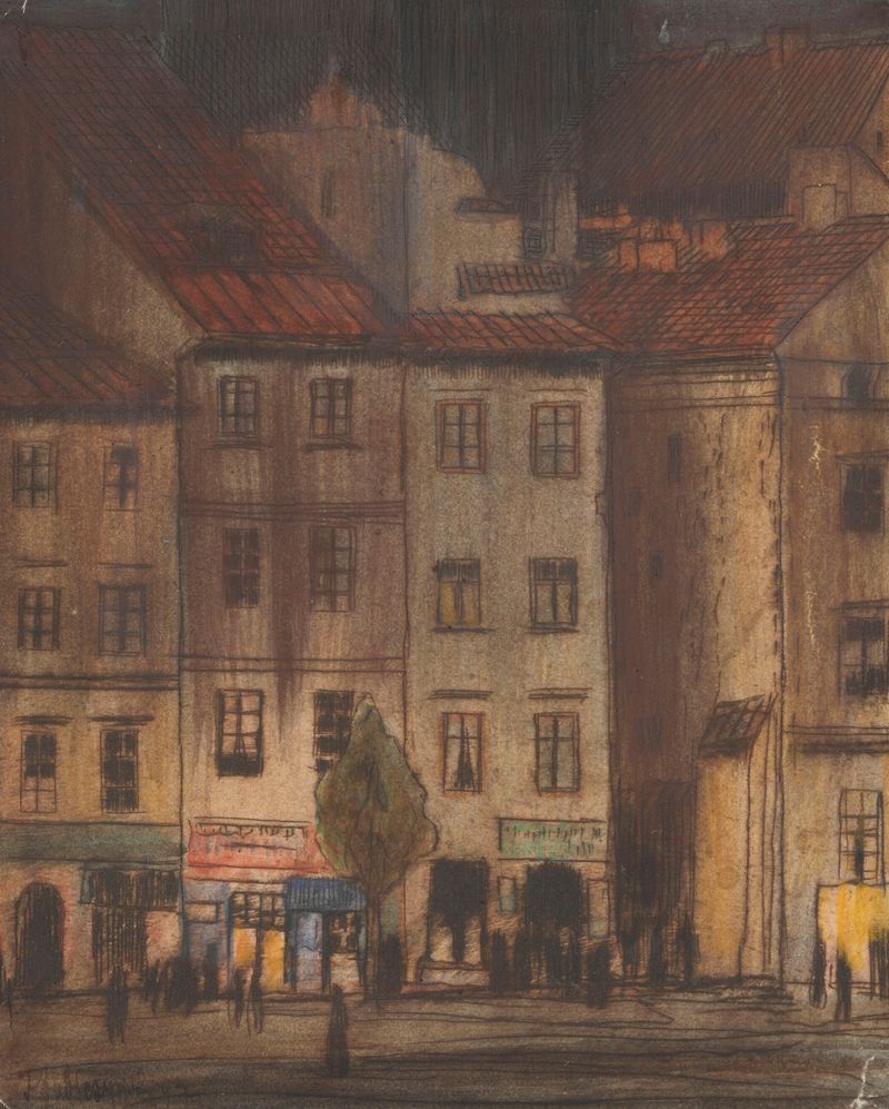 Casas en la Plaza del Castillo en Varsovia, óleo sobre lienzo de Feliks Jabłczyński