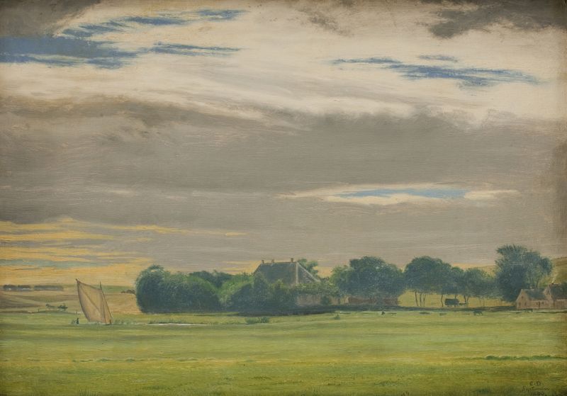 Landscape near Skivehus Manor, Jutland, oil on canvas by Christen Dalsgaard
