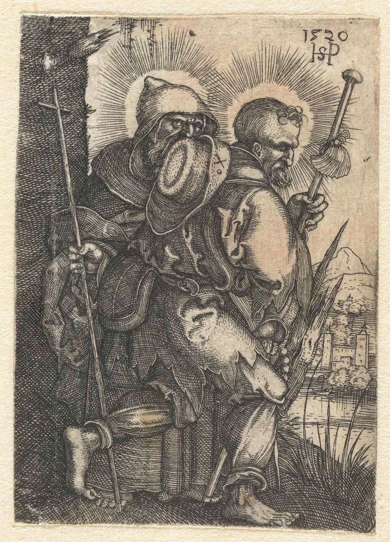 Gravura de Hans Sebald Beham com dois apóstolos em diálogo