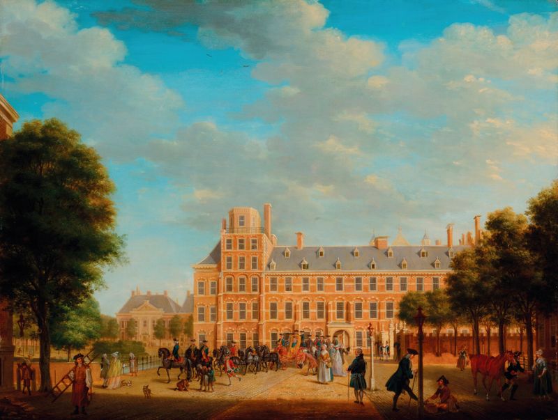 Escena histórica con el Príncipe William V y el Duque Luis Ernesto, óleo de Tethart Philip Christian Haag