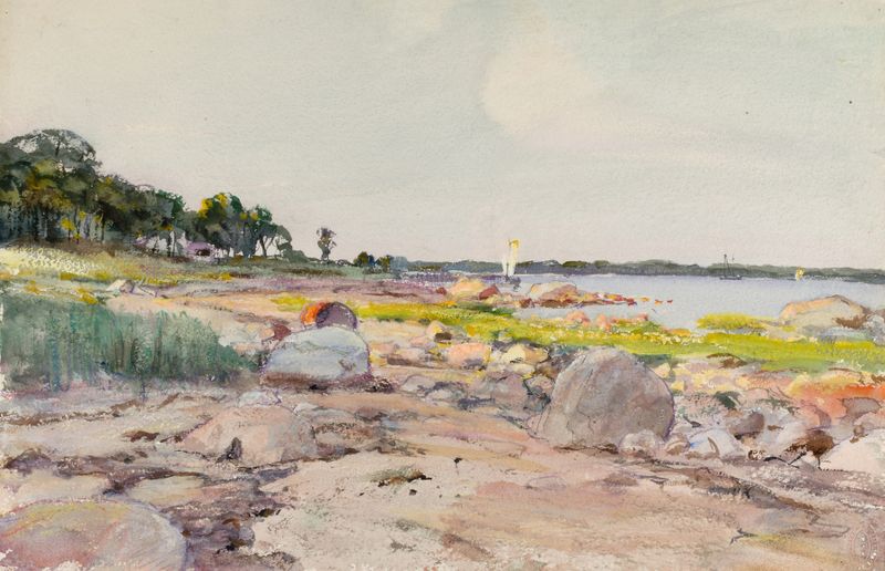 Pintura abstracta de aceite de Howard Russell Butler con un degradado de colores.