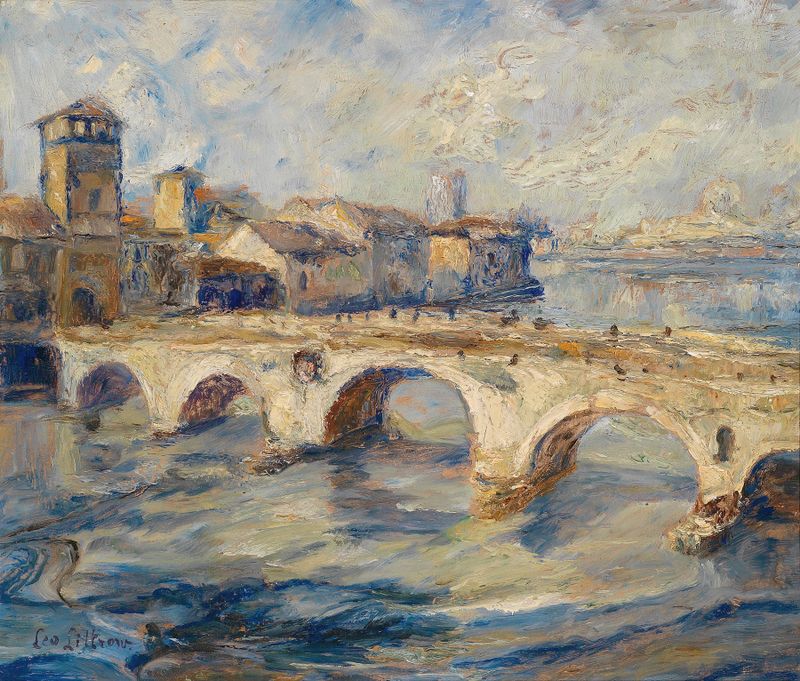 Ponte Pietra Verona, oil on canvas by Leontine von Littrow