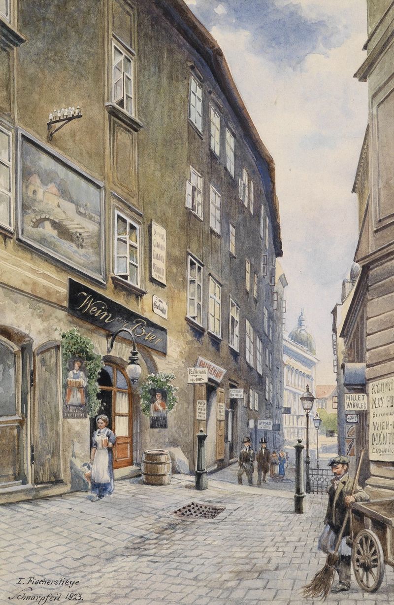Fischerstiege by Karl Schnorpfeil, depicting turbulent waves in an expressive style.