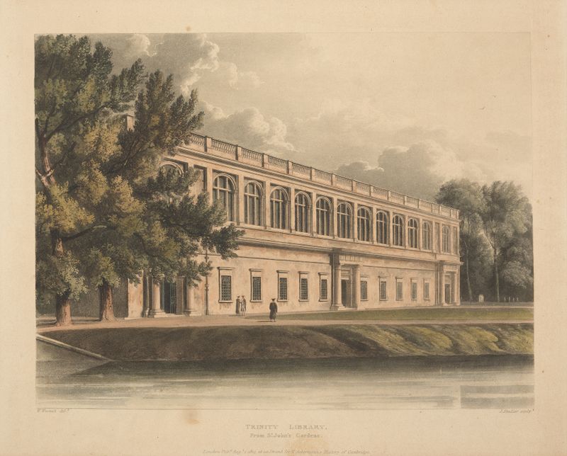 Trinity Library façade in soft morning light, oil painting by Joseph Constantine Stadler, 1814