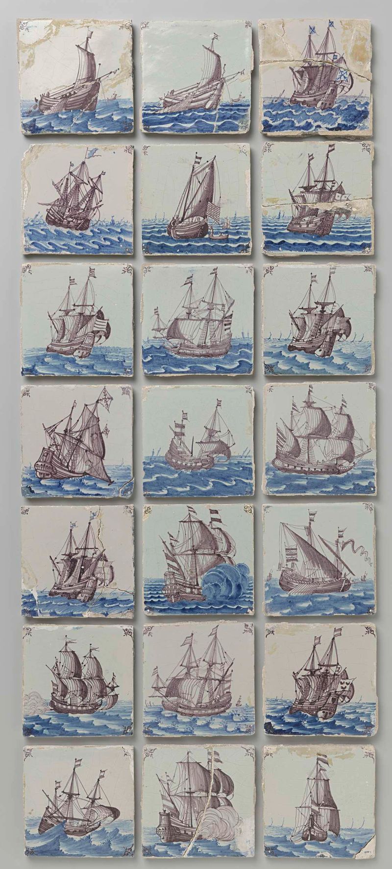 Azulejos cerâmicos de Groep van 21 tegels horend bij de schoorsteen de Unknown Artist