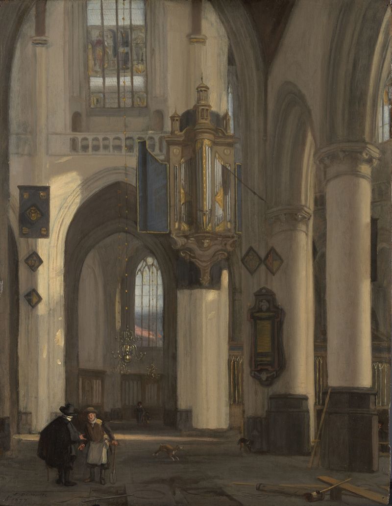 Interior of a Protestant Gothic Church, oil on canvas by Emanuel de Witte