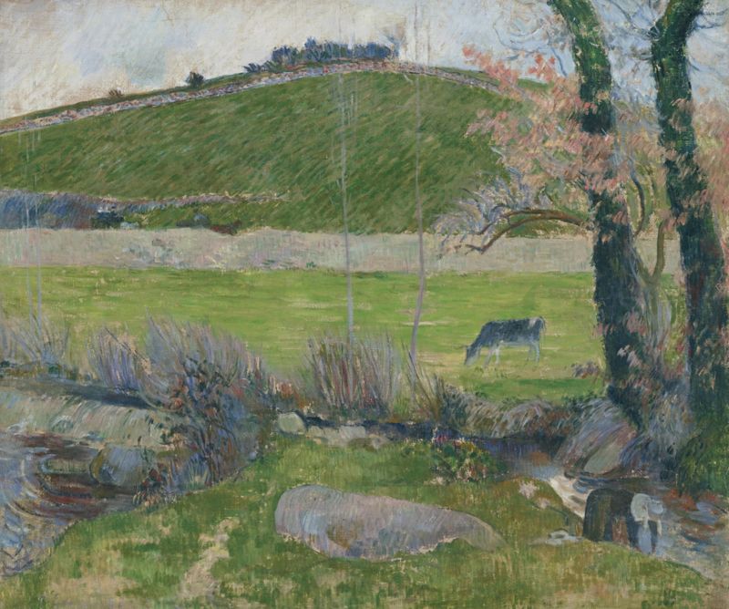 Paisaje con río y bosque, óleo sobre lienzo de Paul Gauguin