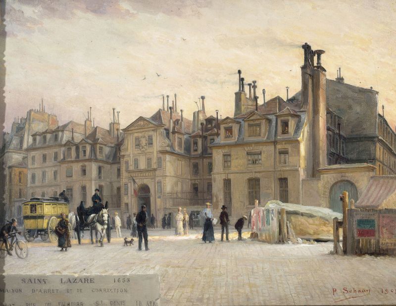 Façade de la prison Saint-Lazare by Paul Schaan, oil on canvas